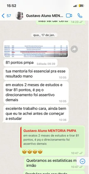Depoimento de aluno 2 — Simulados PMMA